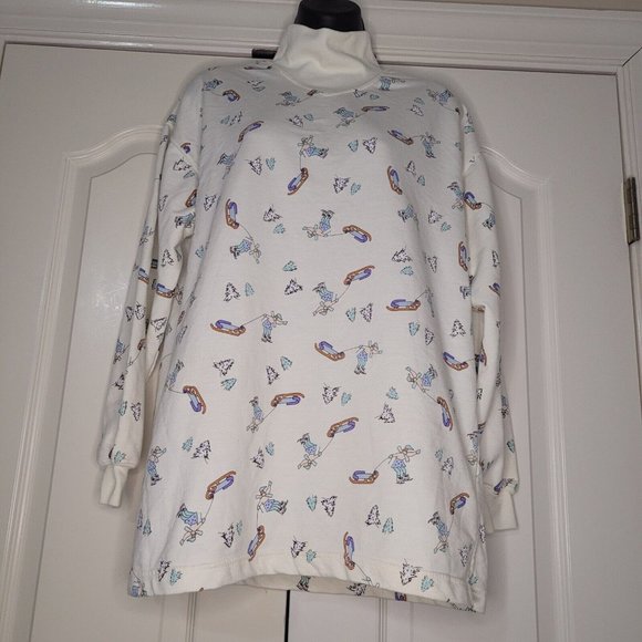 Architect Women's Mock Neck Sled Print Shirt Sz Med  Two Small Spots Shown Pics - Picture 3 of 10